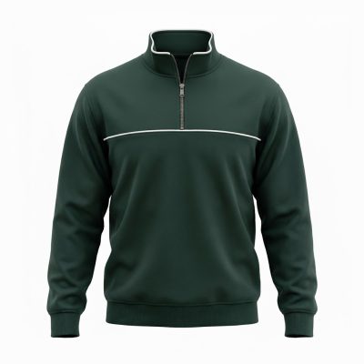 دورس یقه‌دار نیم‌زیپ مغزی‌دوزی