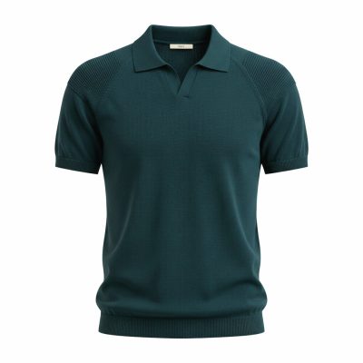 پولوشرت یقه‌دار بافت آستین کوتاه