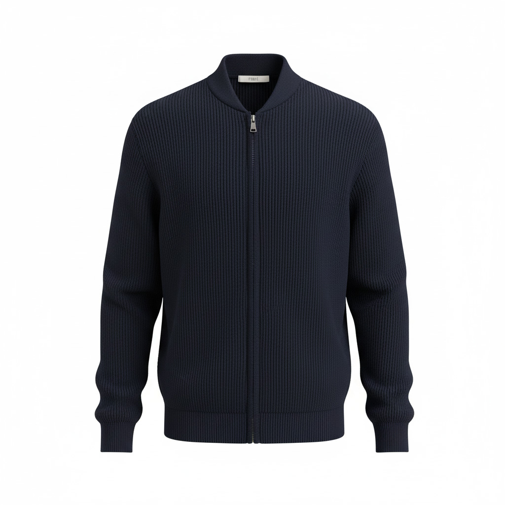 9174-laci سوییشرت بافت زیپدار راهراه9174 - Image 1