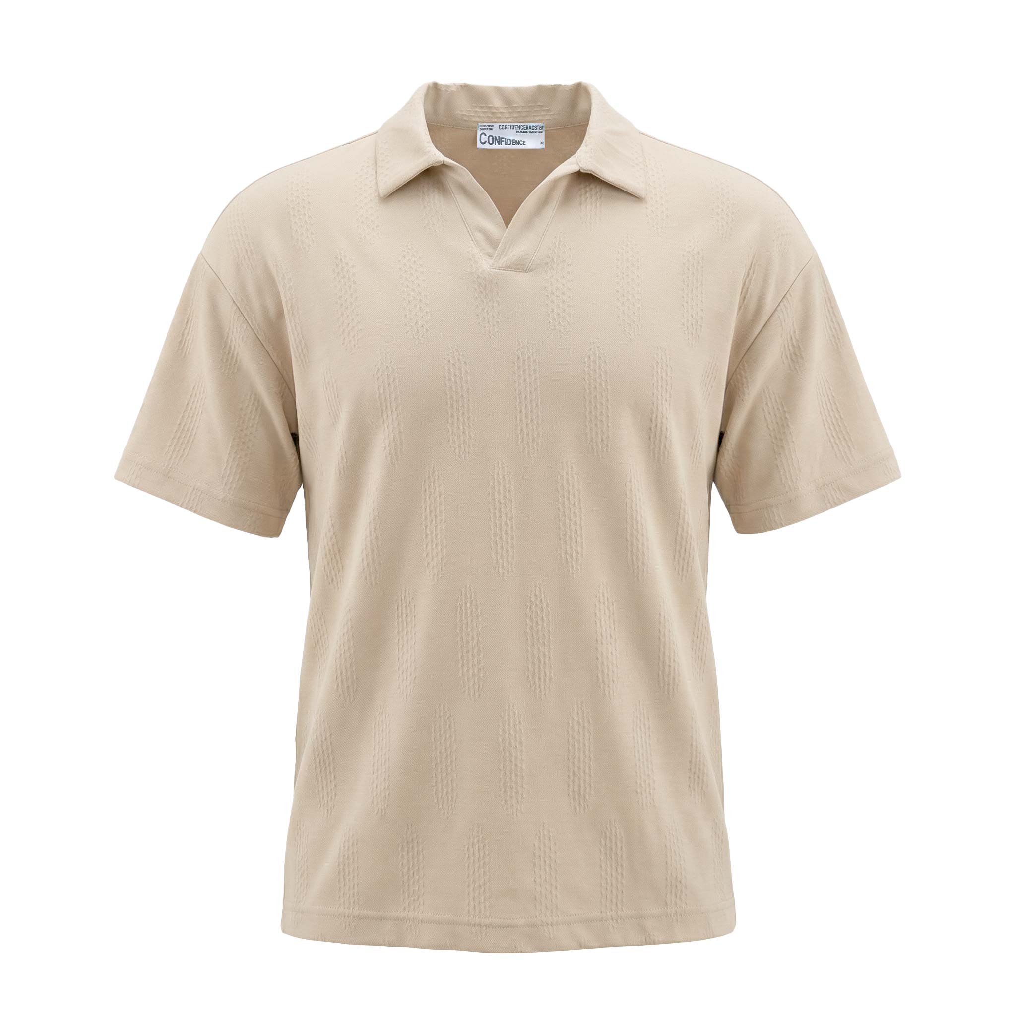 4044-krem پولوشرت پارچه طرح دار - تصویر 1