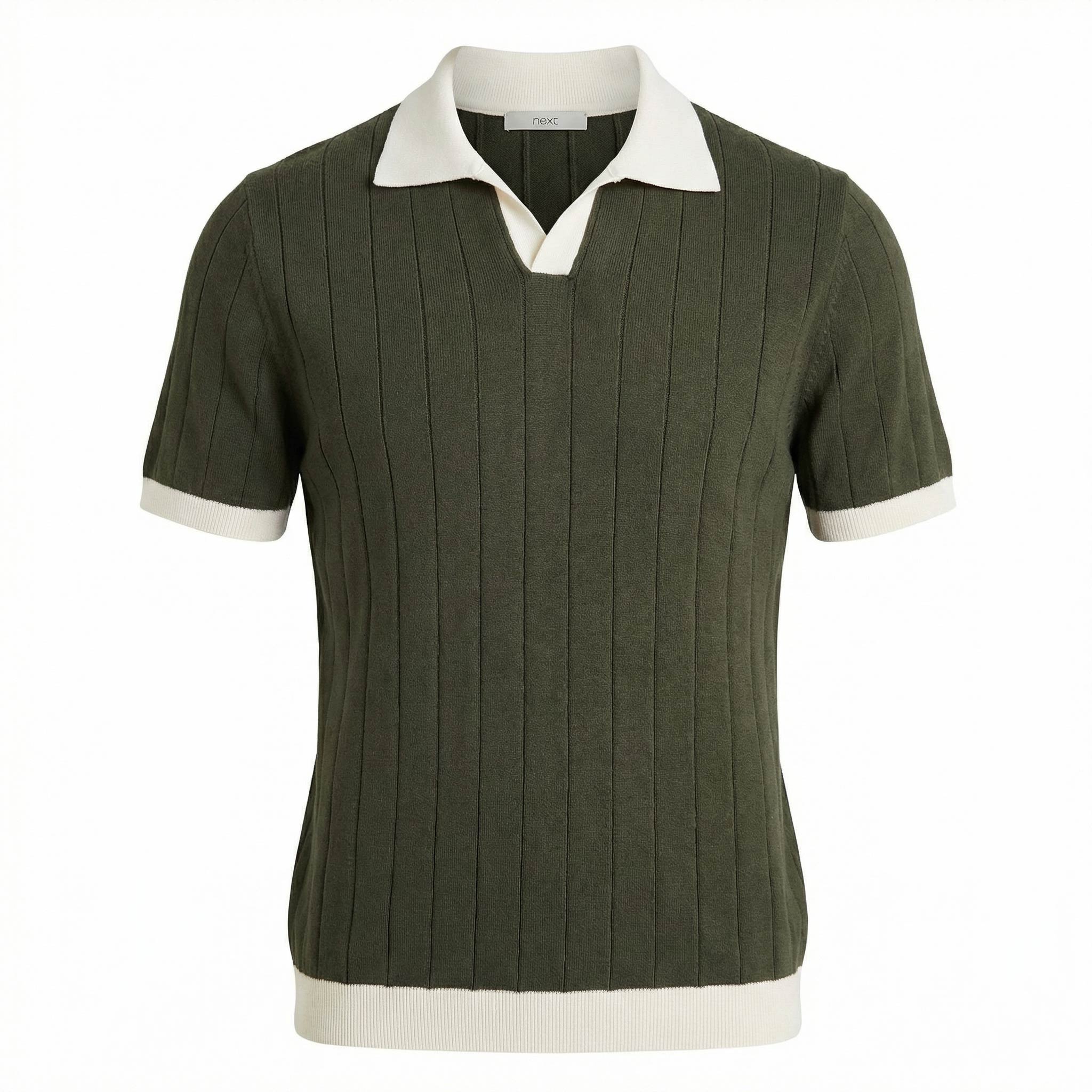 9193-green تیشرت یقه دار بافت - تصویر 1