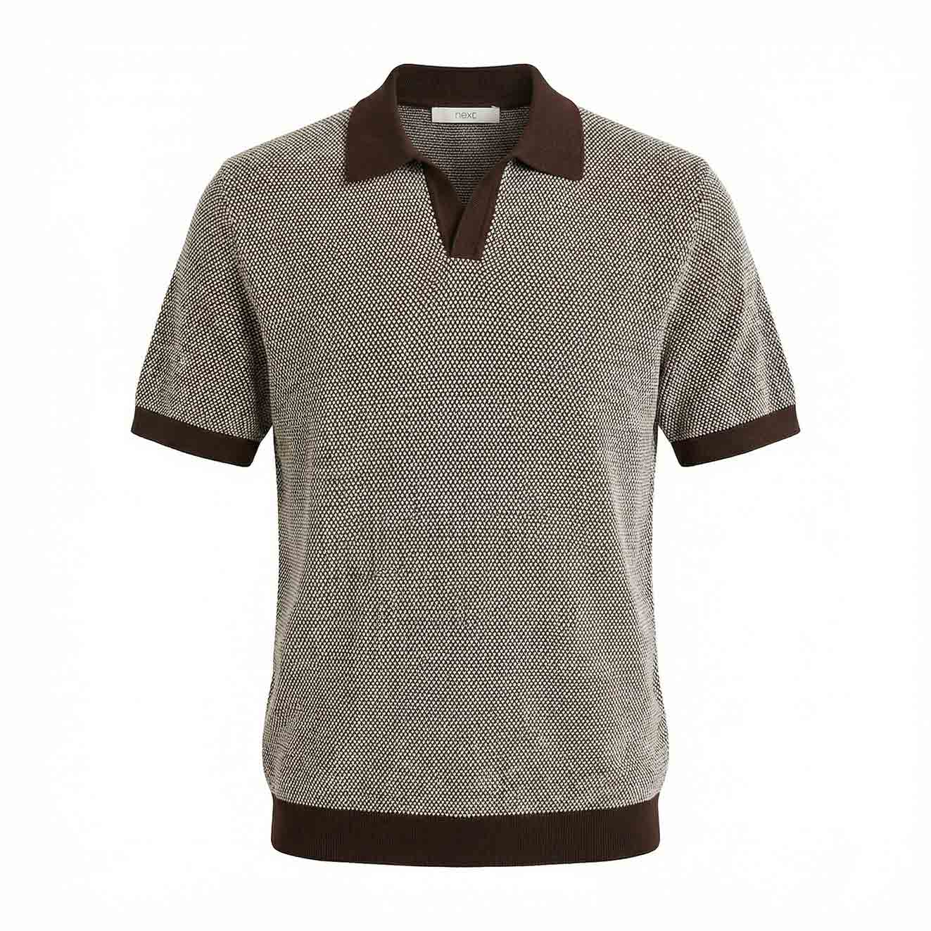 9197-brown.jpg تیشرت یقه دار بافت - تصویر 1
