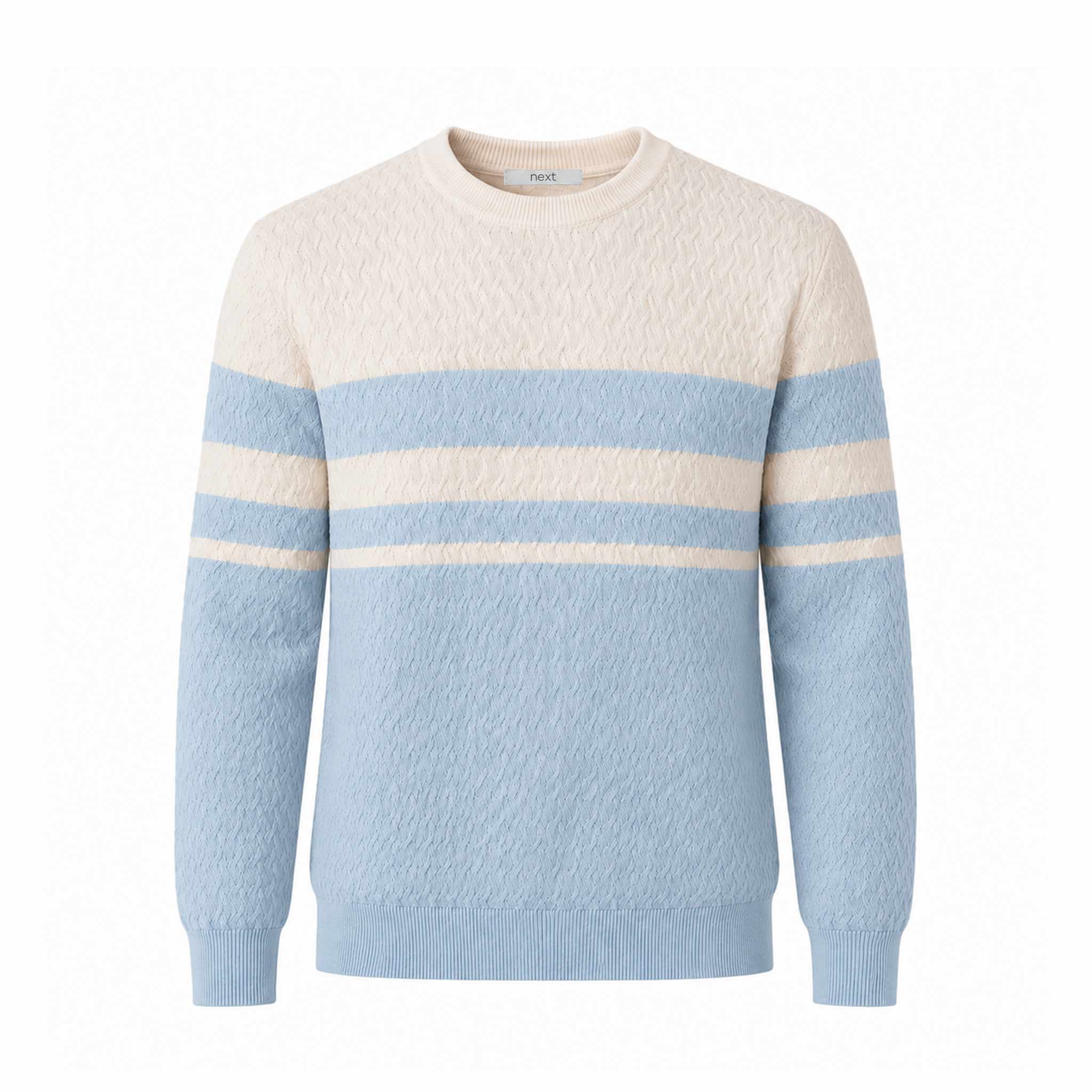 9204-light-blue پلیور بافت دو رنگ - Image 1