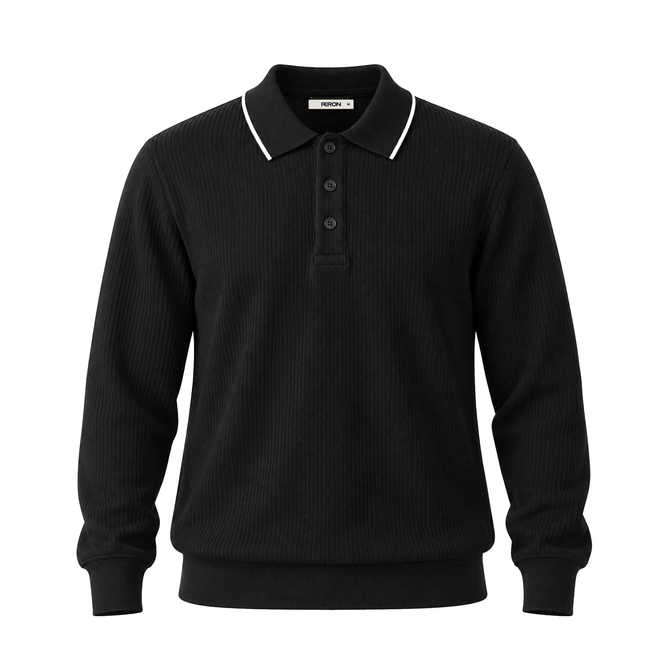 6601061-black پولوشرت یقه نواردار - Image 1